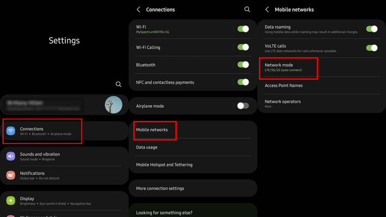 Samsung network screenshots