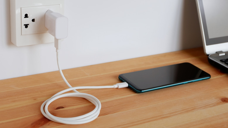 Phone plugged into wall