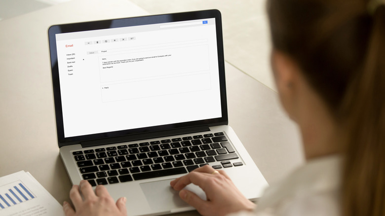 Person writing email