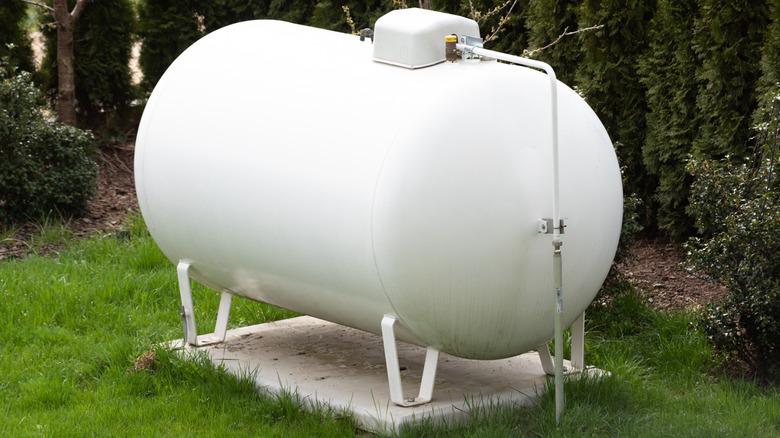 A close up of a propane gas tank