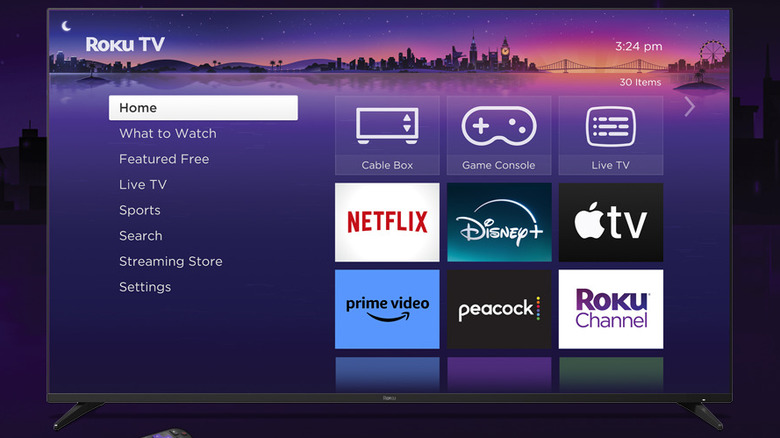 Roku TV with Home option highlighted