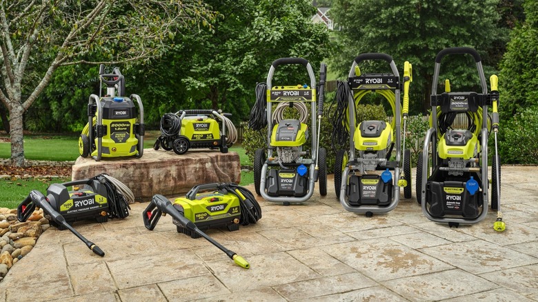 a collection of different ryobi pressure washers