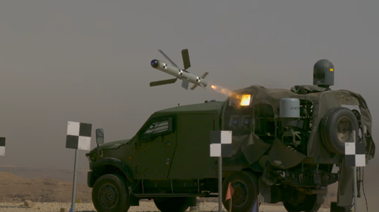 Rafael Advanced Defense Systems' NLOS variant of the SPIKE missile system firing