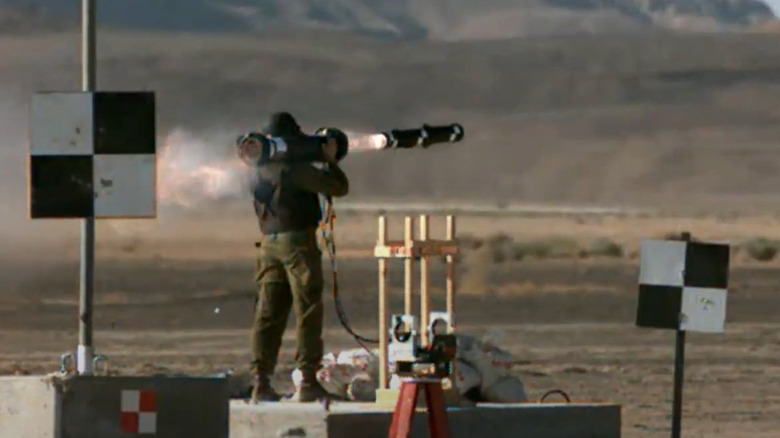 A soldier fires Rafael's Spike SR anti-tank guided missile