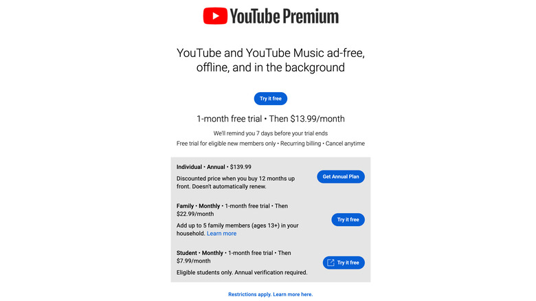 YouTube Premium prices July 2023 
