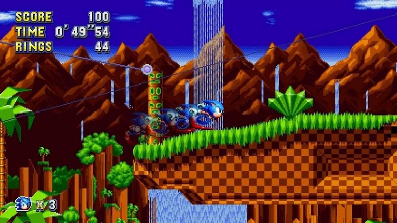 Sonic running on land