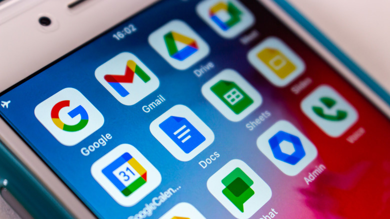 Google apps on smartphone screen