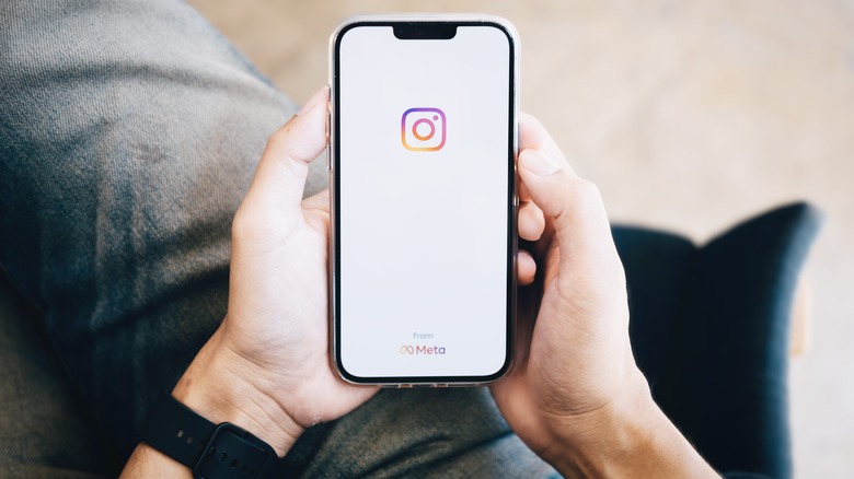 man browsing instagram