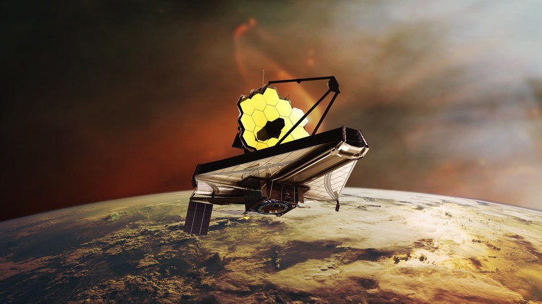 The James Webb Space Telescope in space.