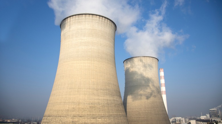 Nuclear power plant cooling towers.