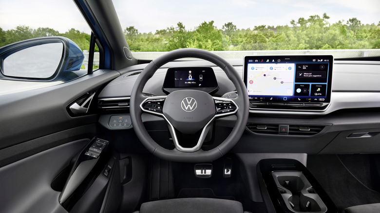 Infotainment system in the VW ID4, as seen from the driver's seat