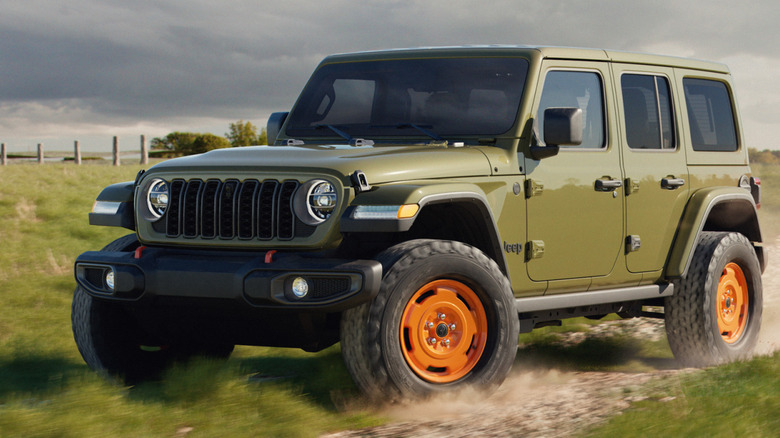 Front 3/4 view of 2027 Jeep Wrangler four-door JL-2A