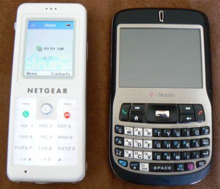 Netgear SPH-101 Skype Phone (next to T-Mobile Dash)