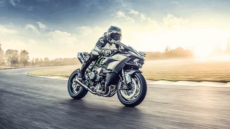 Kawasaki H2R on track