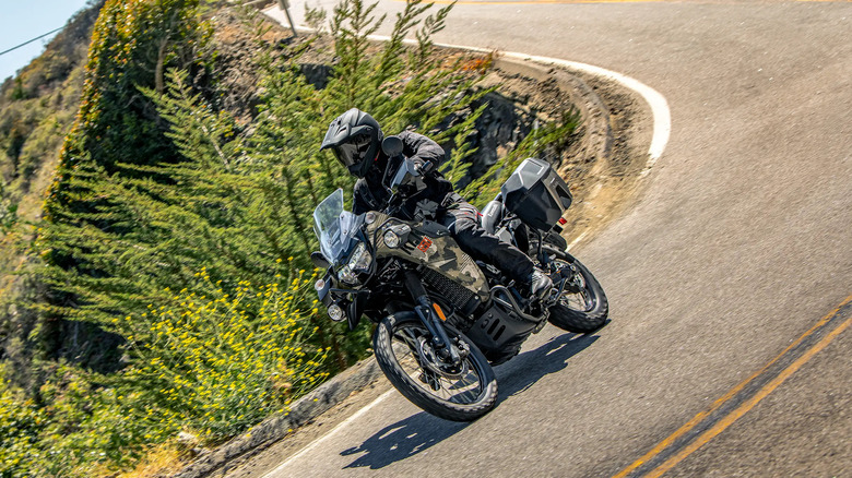 Kawasaki KLR 650 riding on a mountain road