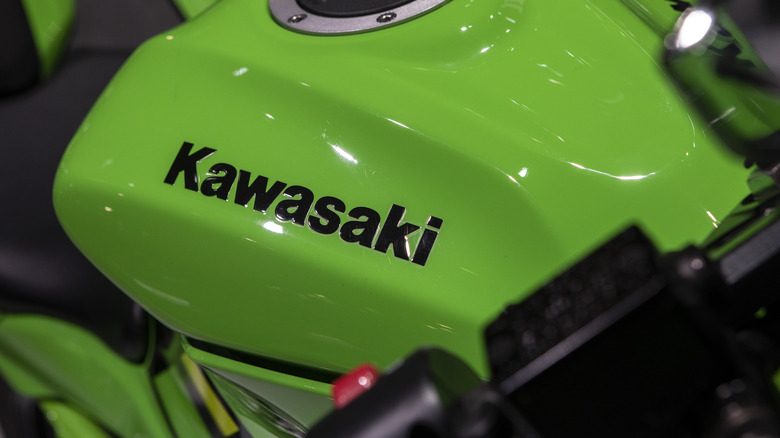 Kawasaki logo on motorcycle