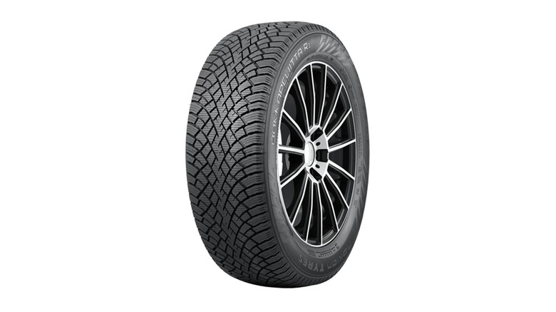 A close up shot of the Nokian Hakkapeliitta R5 tire