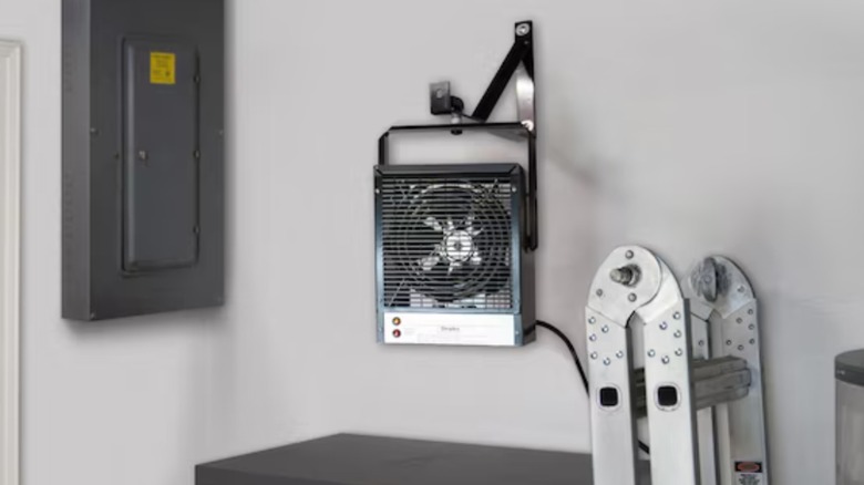 electric garage heater on wall