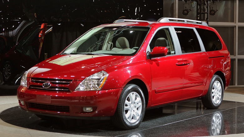 Kia Sedona displayed at auto show