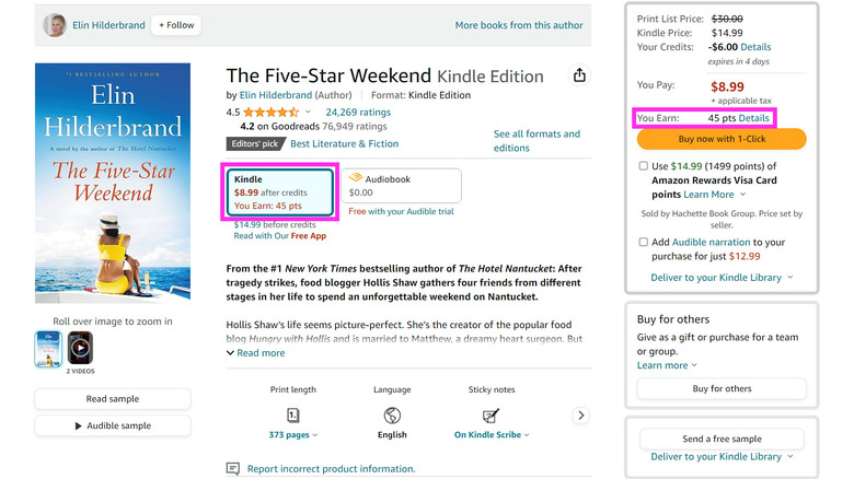 Kindle points book detail page