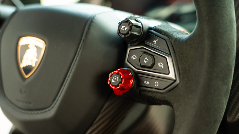 2027 Lamborghini Revuelto SV drive mode control on steering wheel