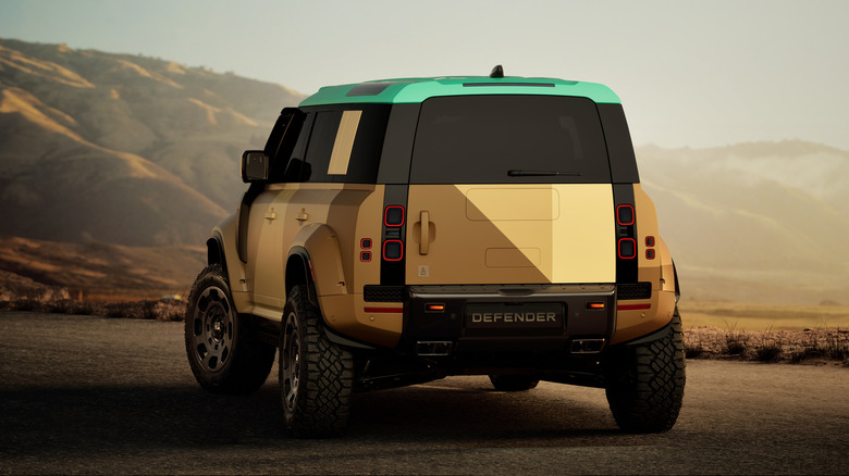 Rear 3/4 shot of the Defender Dakar