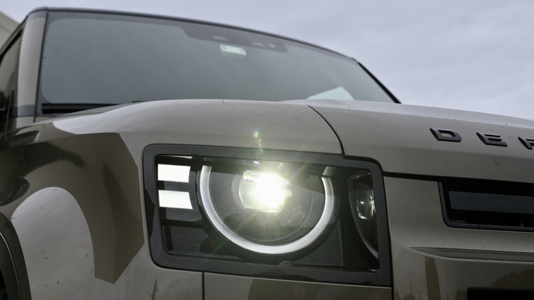 Land Rover Defender headlight detail