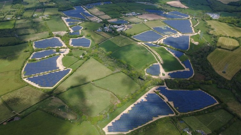 The Derril Water solar farm from the sky.