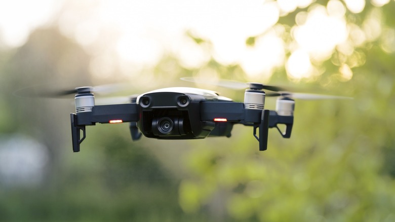Camera drone in flight
