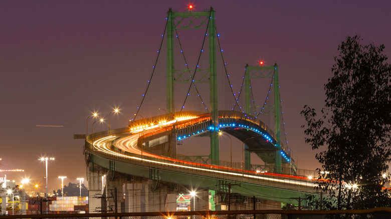 The Vincent Thomas Bridge, located in San Pedro and the Long Beach area.