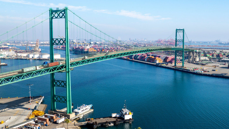 The Vincent Thomas Bridge, San Pedro, CA. Port of Los Angeles, Terminal Island.