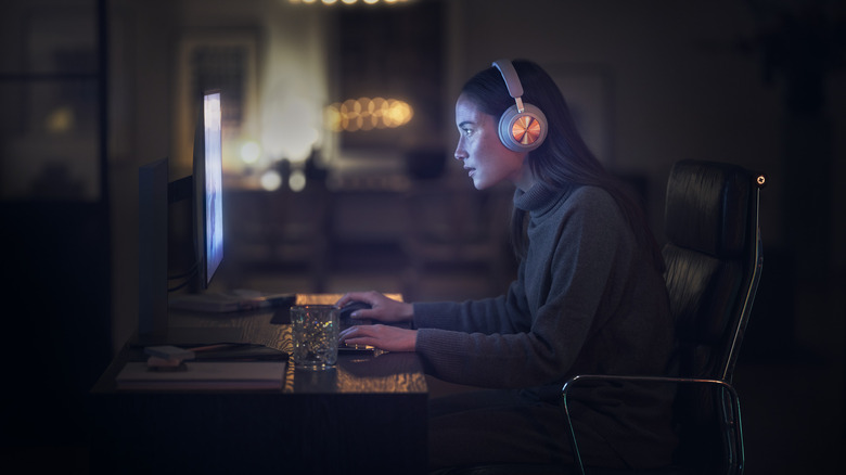 Woman wearing headphones