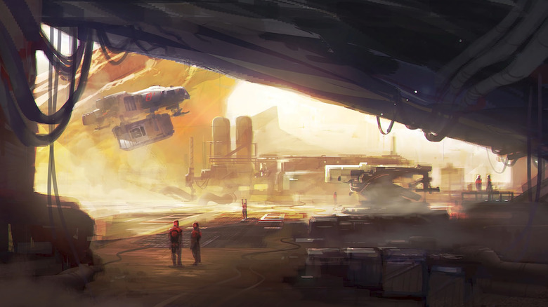 Starfield concept art of futuristic civilization