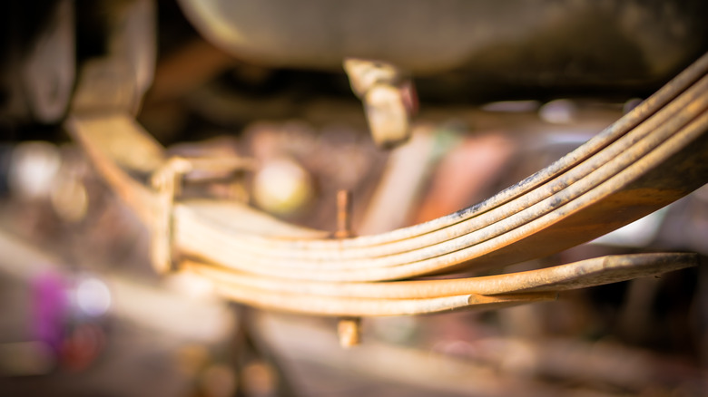 leaf spring suspension closeup