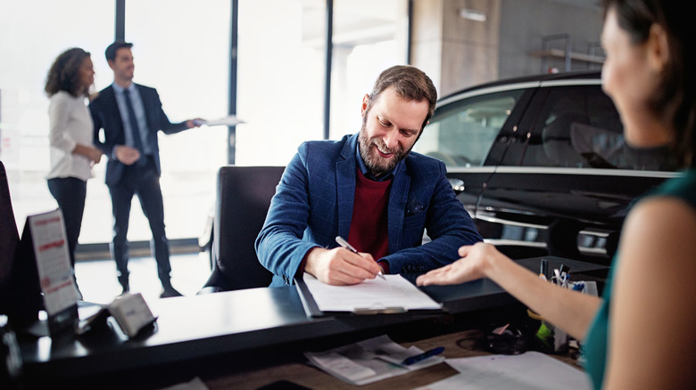 Leasing a car at the dealership