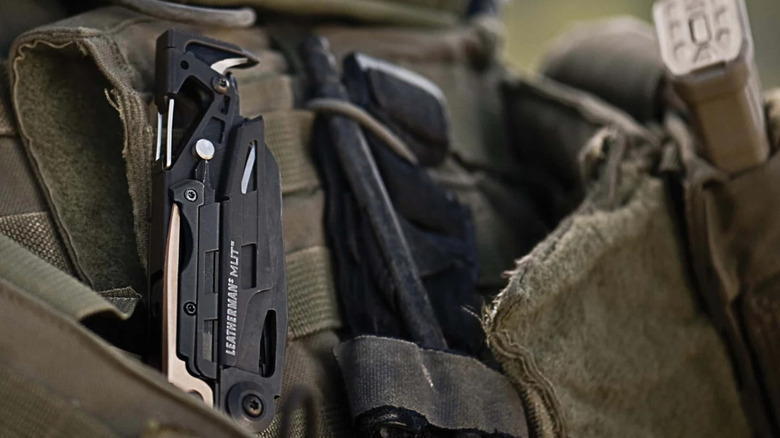 A Leatherman MUT being carried in a backpack by army personnel