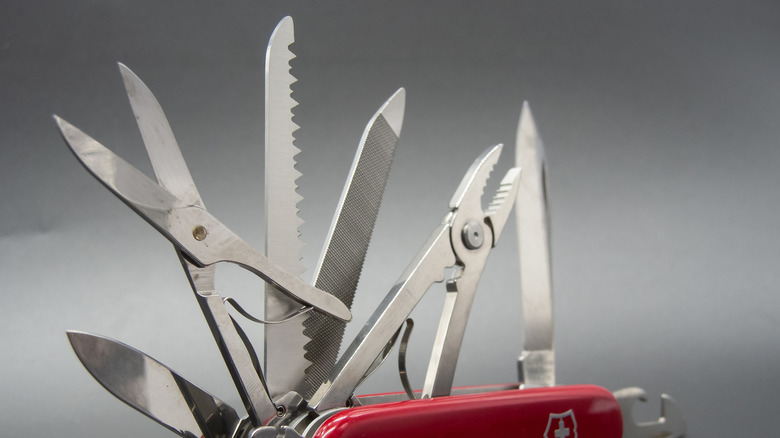 swiss army knife with blades out