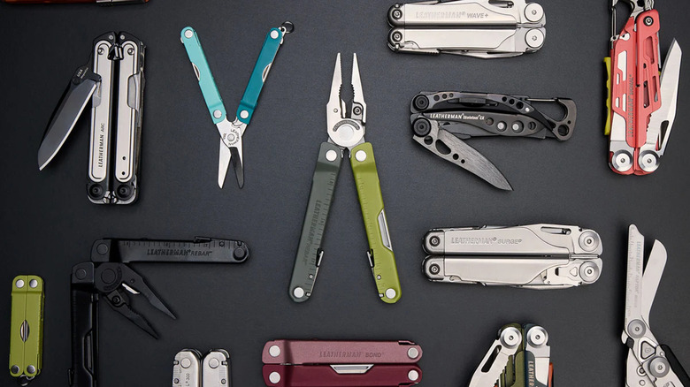 collection of leatherman multi tools