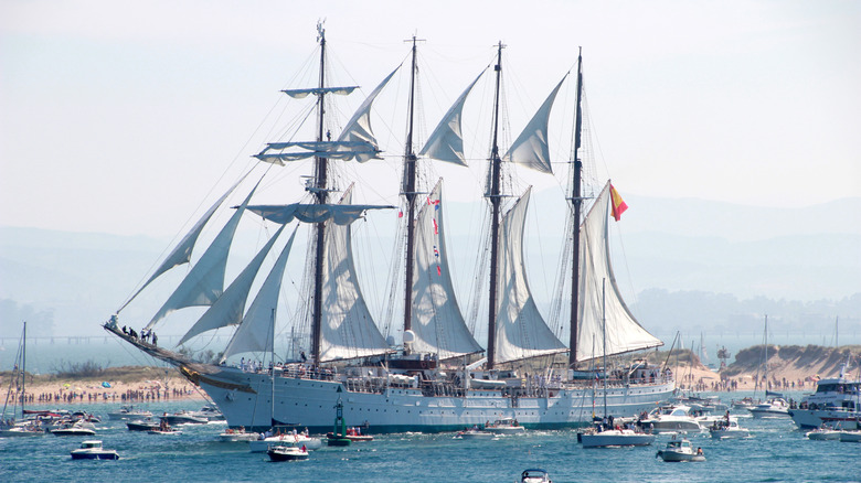 Juan Sebastián de Elcano ship at a port