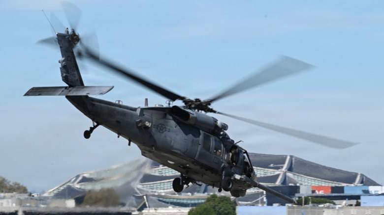 The Air Force's last HH-60G coming in for a landing