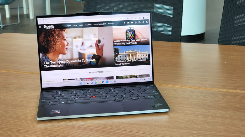 Laptop on a table