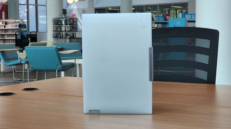 laptop on a table