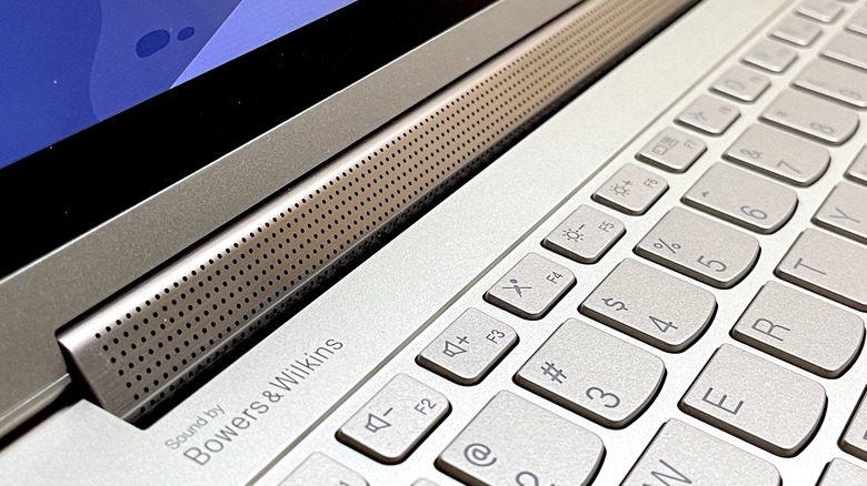Closeup of the Yoga 9i Gen 8 Bower & Wilkins speaker system