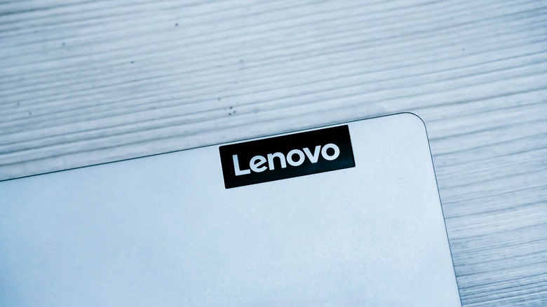 Lenovo logo on a laptop.