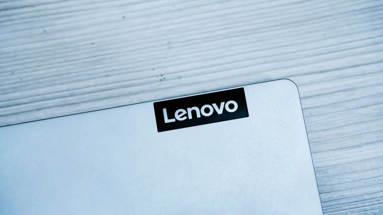 Lenovo logo on a laptop.