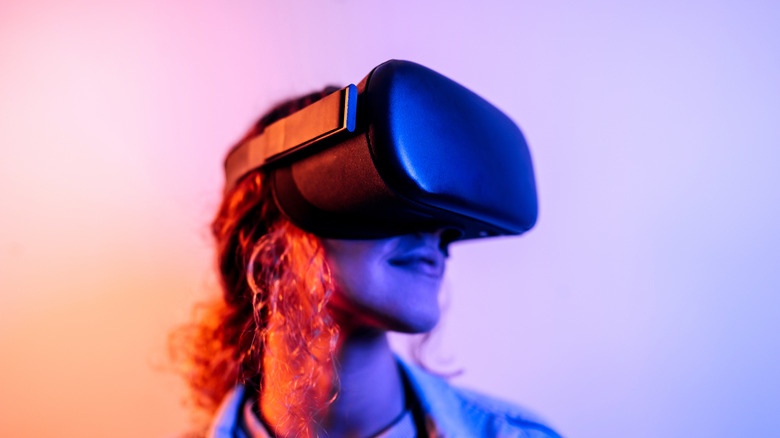 Person using a VR headset.