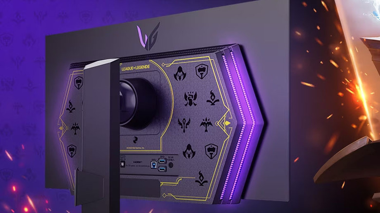 the back of a LG League of Legends UltraGear gaming monitor