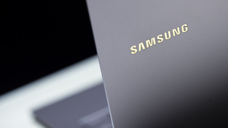 Samsung logo on laptop