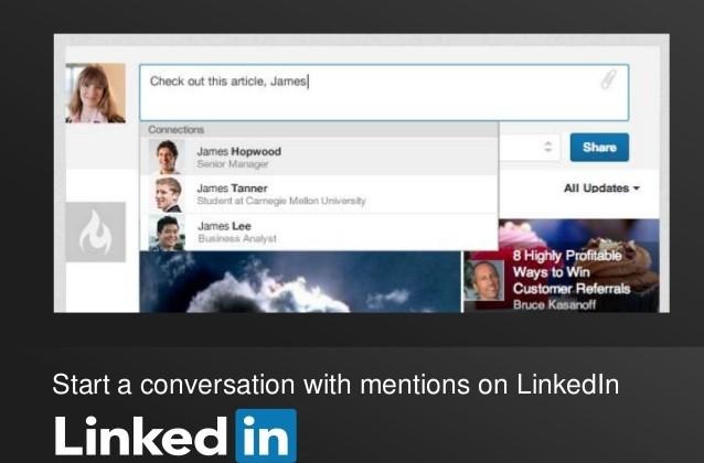 LinkedIn begins rolling out Facebook-like mentions