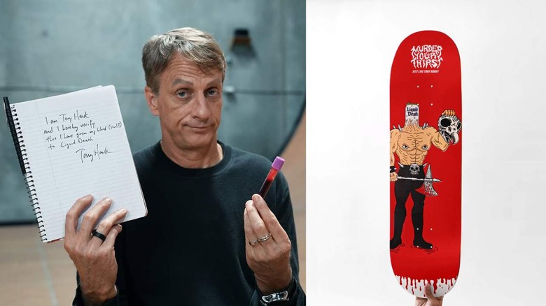 Tony Hawk, Liquid Death team up to sell blood-infused skateboard decks